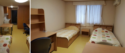 Dormitory interior, bed